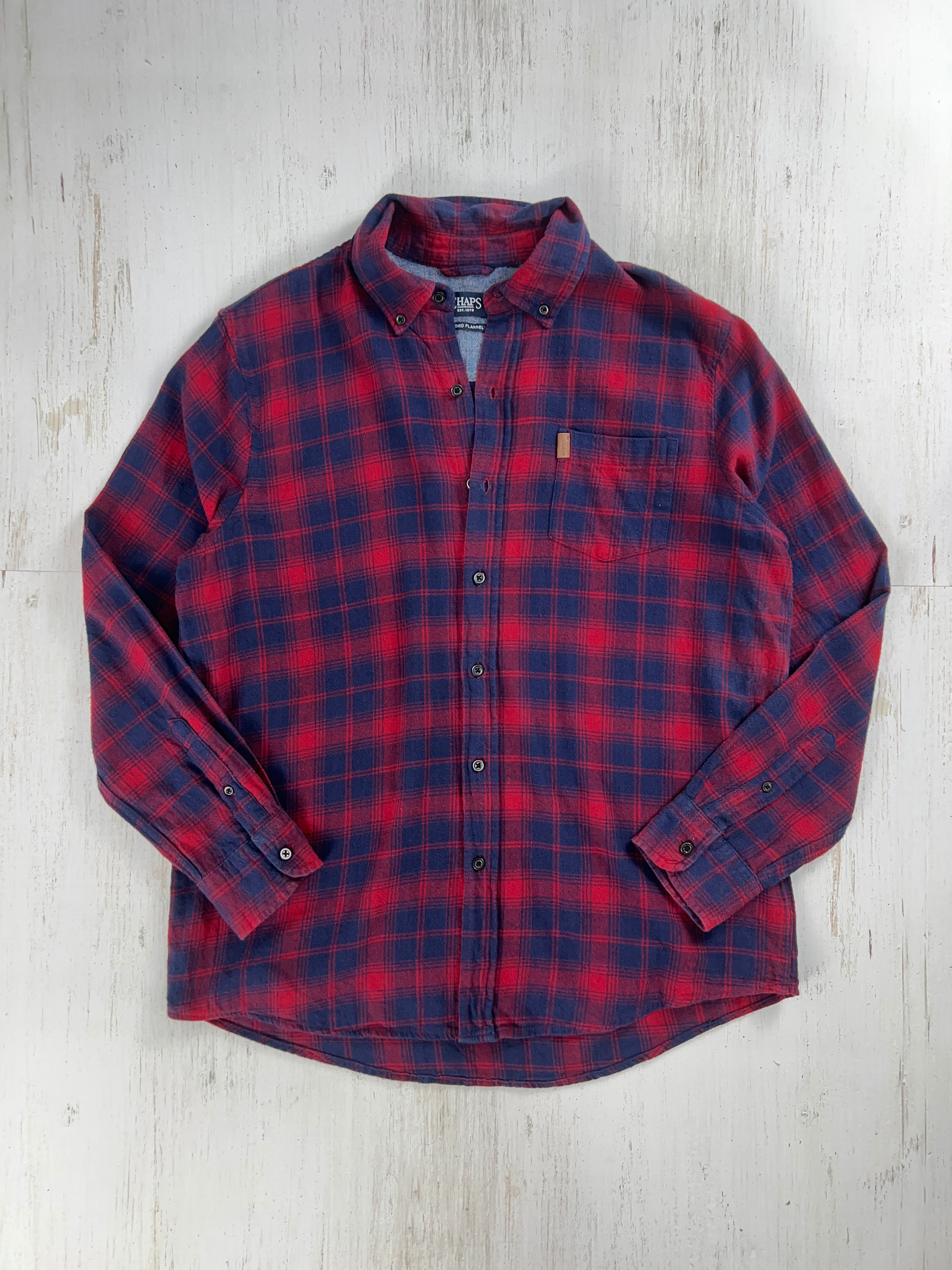 CHAPS Ombre Plaid Flannel Shirt Red Navy / CHAPS オンブレチェック ネルシャツ レッド×ネイビー 長袖シャツ