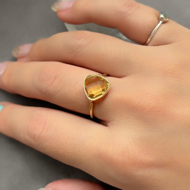 【round ring】~シトリン/スモーキークォーツ~
