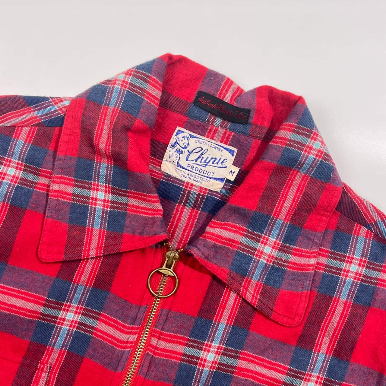 ビンテージ Chipie PRODUCT シピー チェック ジップアップ 長袖 ネルシャツ M/レッド系 メンズ アメカジ ワーク