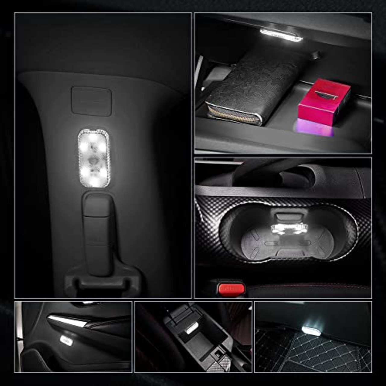 FUTWOD LED ルームランプ ホワイト 白 6000K タッチライト ナイトライト 室内灯 車内灯 USB 充電 マグネット タッチ式 配線不要 LEDライト ルーム 電球 車 玄関 寝室 階段 汎用 小型 2個入り