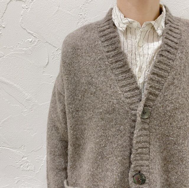 pas de calais ヤクアルパカモヘヤ飾り編み ロング カーディガン