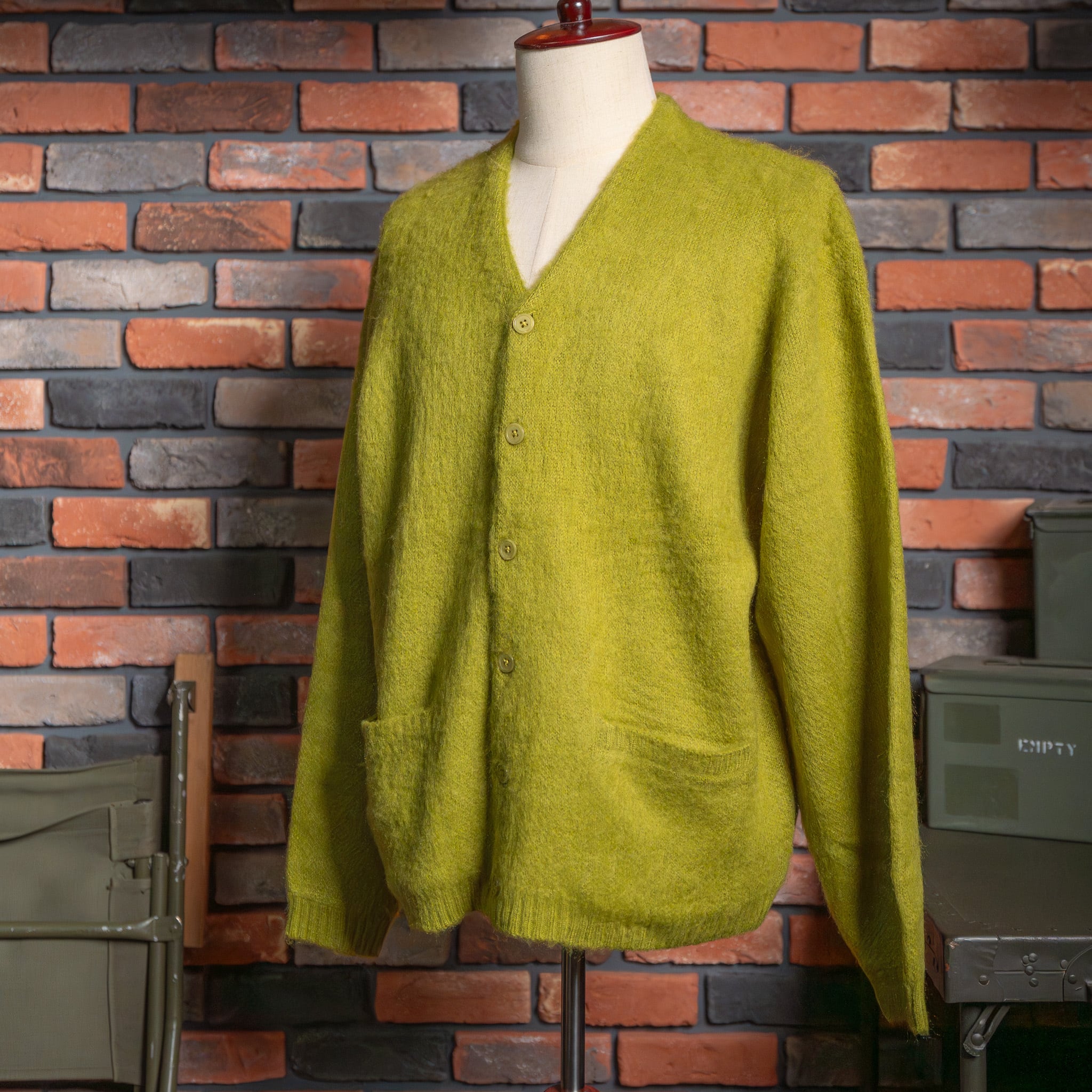 【TOWN CRAFT】Solid Shaggy Cardigan "GREEN" 新品 タウンクラフト シャギーカーディガン ポケット付き 緑