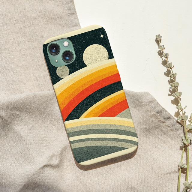 受注生産 iPhoneケース 虹色の惑星リング宇宙柄｜レトロ宇宙 RFSP053B