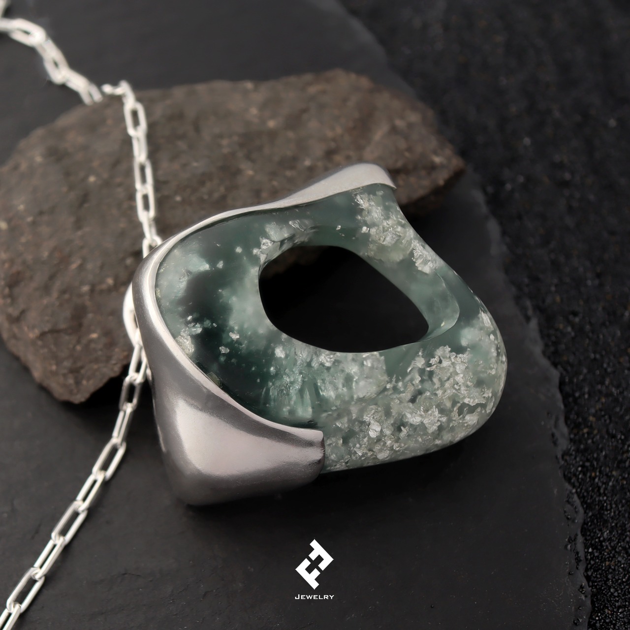 +resina・ネックレス (light blue-silver)