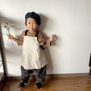 シワ加工シンプルエプロンワンピース