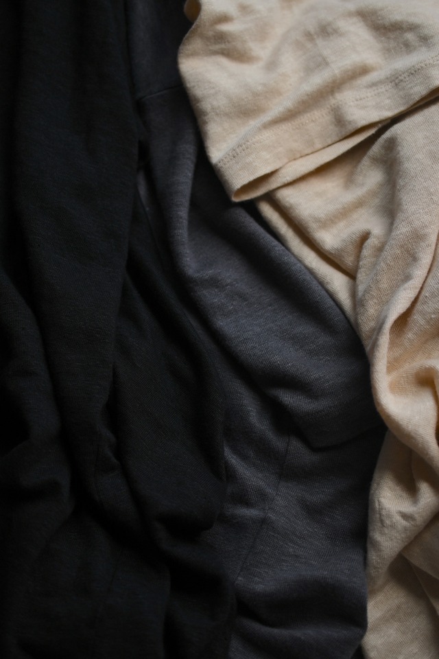 BATONER / NORMANDY LINEN T-SHIRT (GRAY , BLACK , BEIGE×BROWN)