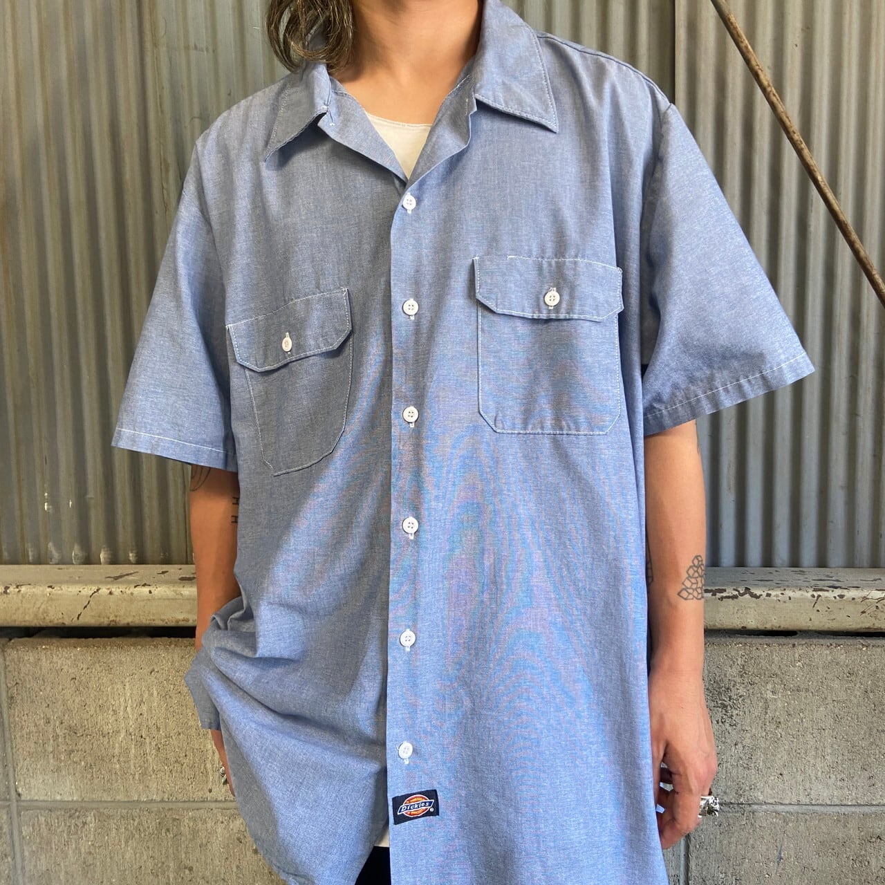 ビッグサイズ 90年代 USA製 Dickies ディッキーズ 半袖 シャンブレー