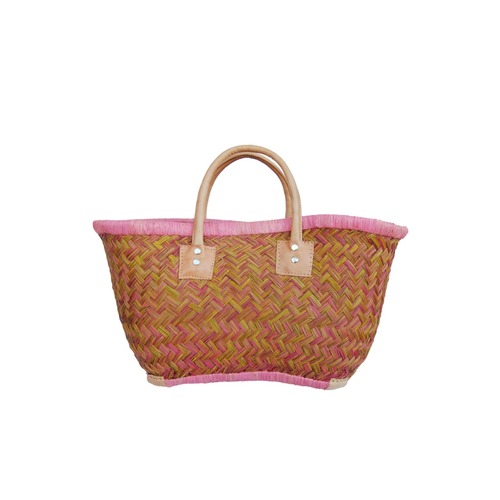 【かごバッグ】S パニエS Pink x Yellow /マルシェバッグ