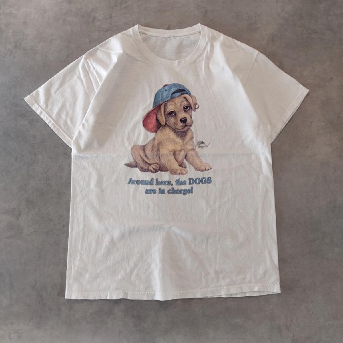 ボブハリソン あのちゃん アニマル Tシャツ 犬 古着 M 白 15179 | fuufu