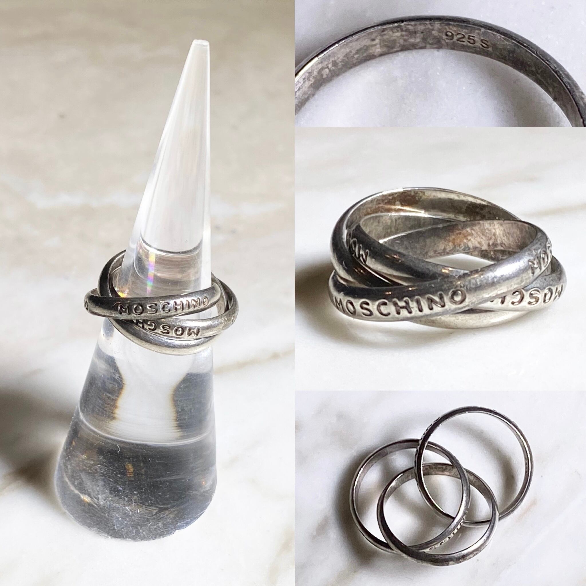 MOSCHINO silver trinity ring | NOIR ONLINE