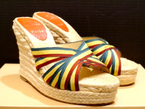美品★ChristianLouboutin クリスチャンルブタン エスパドリーユ ウェッジソール マルチカラー サンダル★