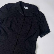 Jocomomola ホコモモラ レース 半袖 ワンピース 40/ブラック レディース