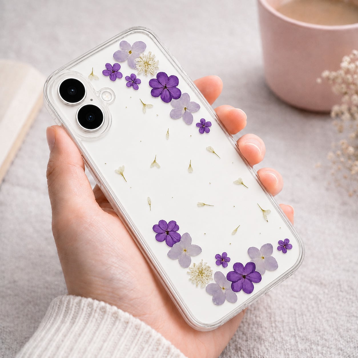 ほぼ全機種対応スマホケース】押し花スマホケース NO.520 2color