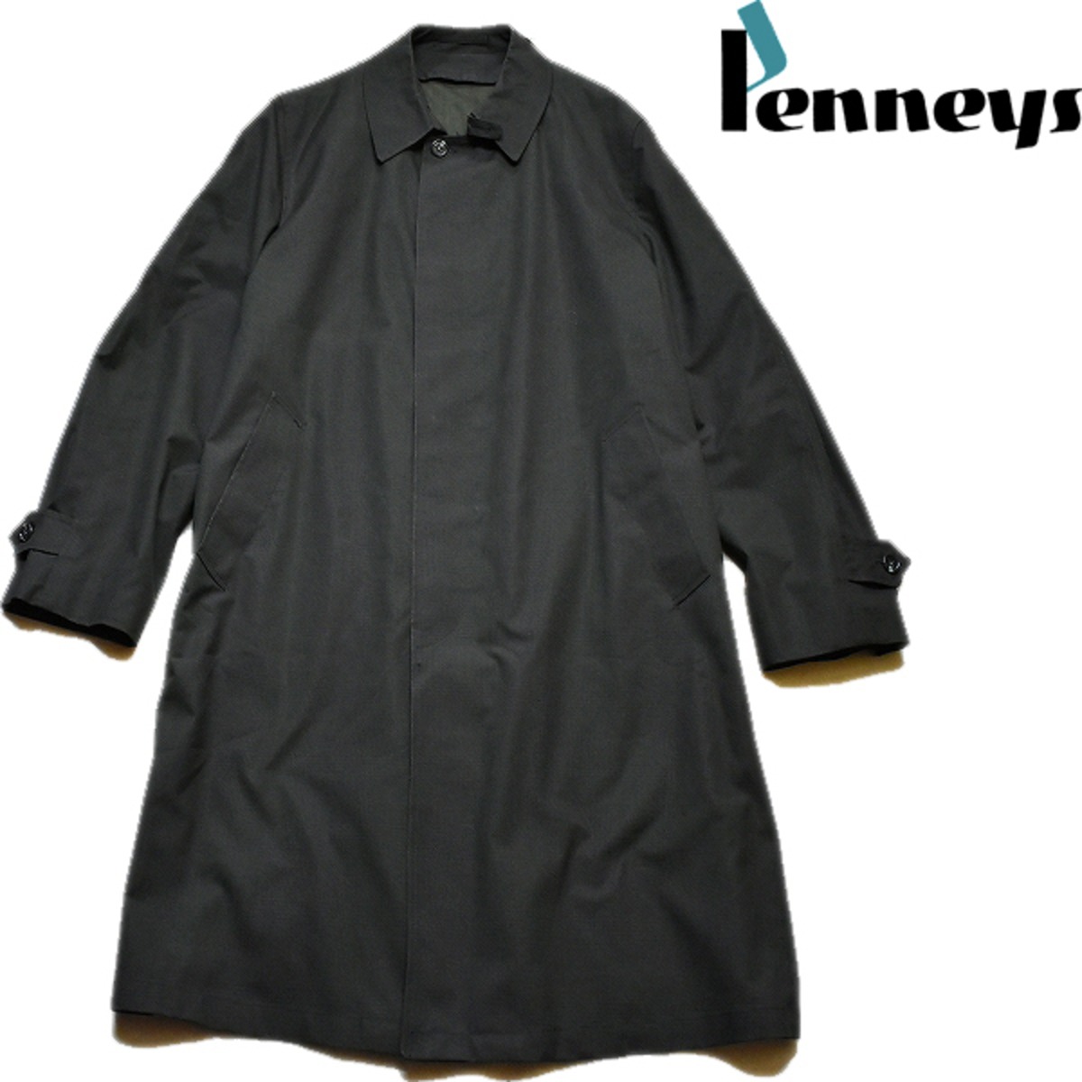 1点物◇PENNEYSペニーズ60sビンテージ黒ステンカラーコート古着メンズ 