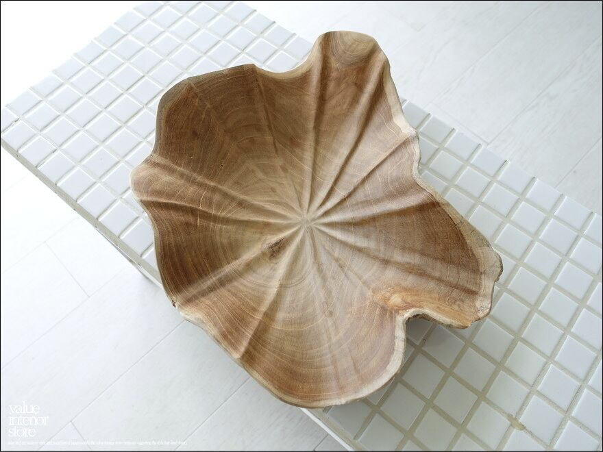 チーク無垢材 プリミティブトレイbreit28cm 菓子鉢 菓子器 入れ物 サラダボウル 小物入れ 自然な様 世界三大銘木