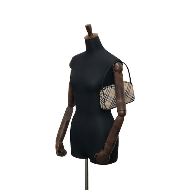 BURBERRY バーバリー ノバチェック ショルダーバッグ ベージュ キャンバス アクセサリーポーチ vintage ヴィンテージ オールド kg336h