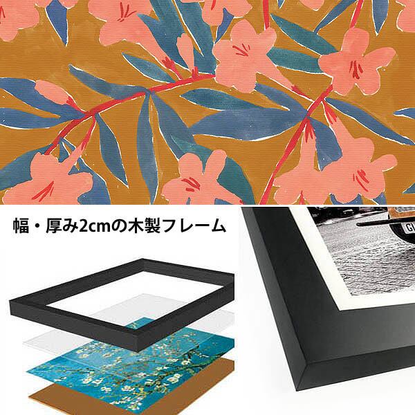 単品 33×33cm アートパネル 枠付きフレーム絵画 テキスタイル 花