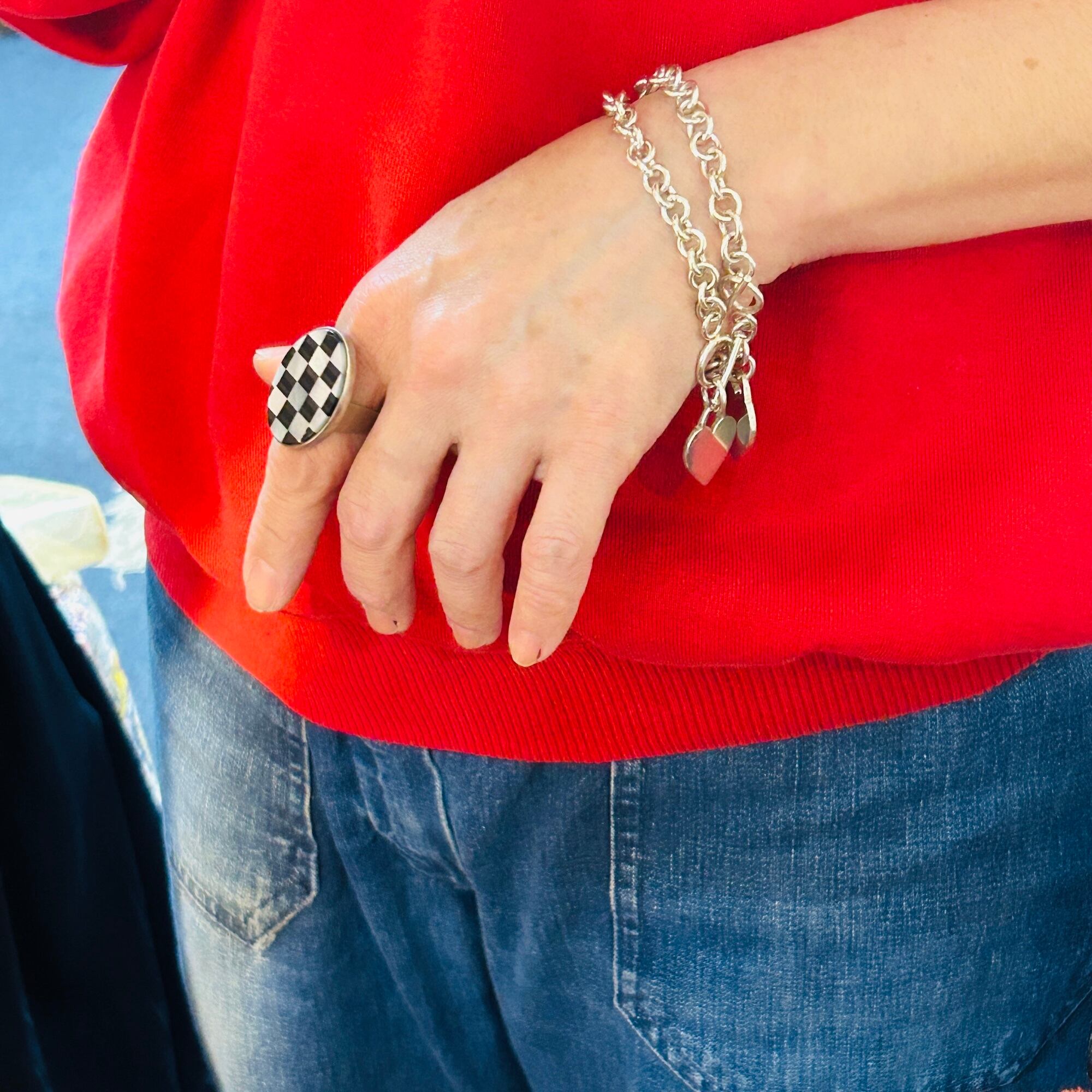 シルバー925 ハートタグトグルブレスレット(18.5cm / 21.5g) | Milo