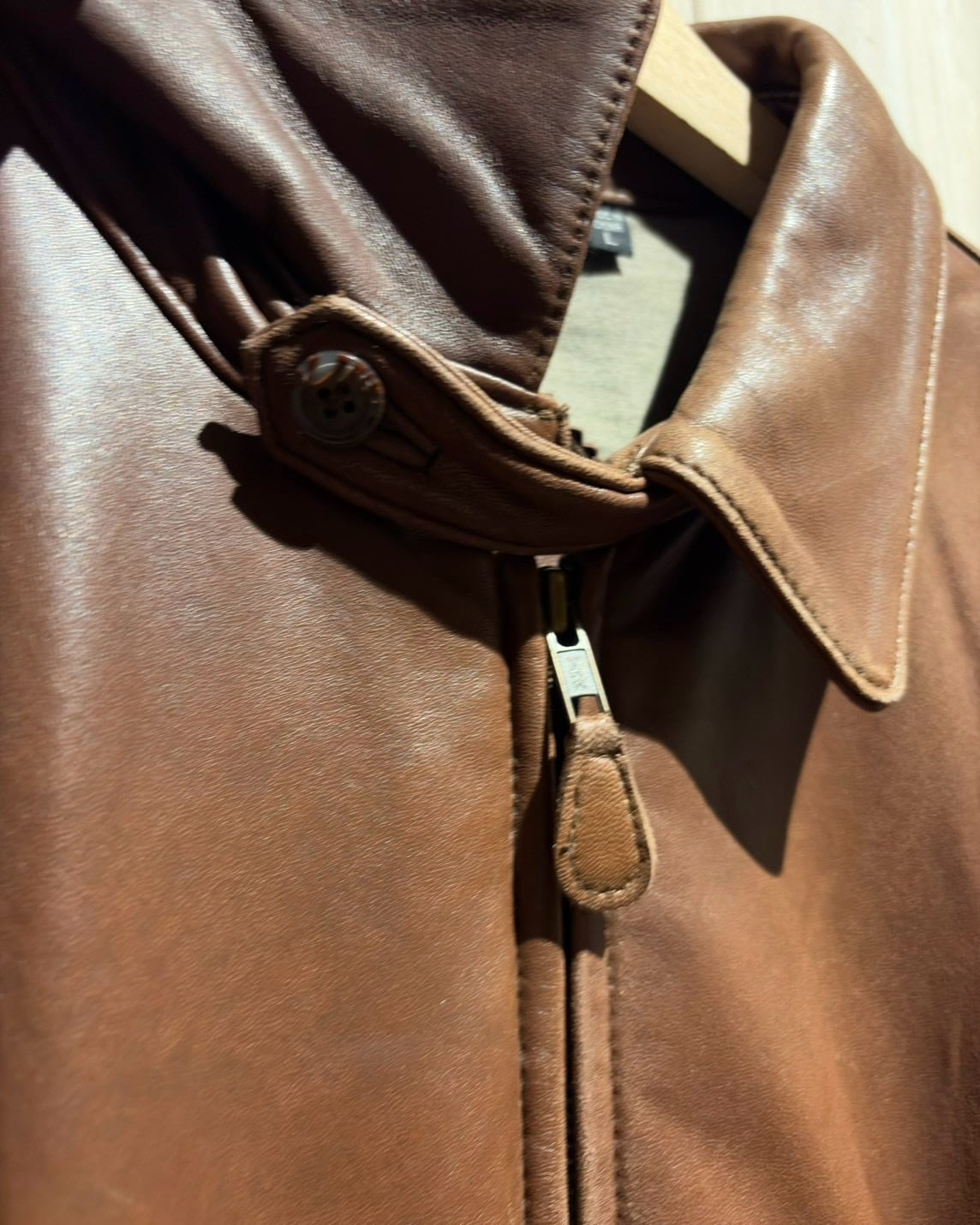 a.k.a.C.a.k.a vintage】Brown Color Vintage Zip Up Lamb Leather