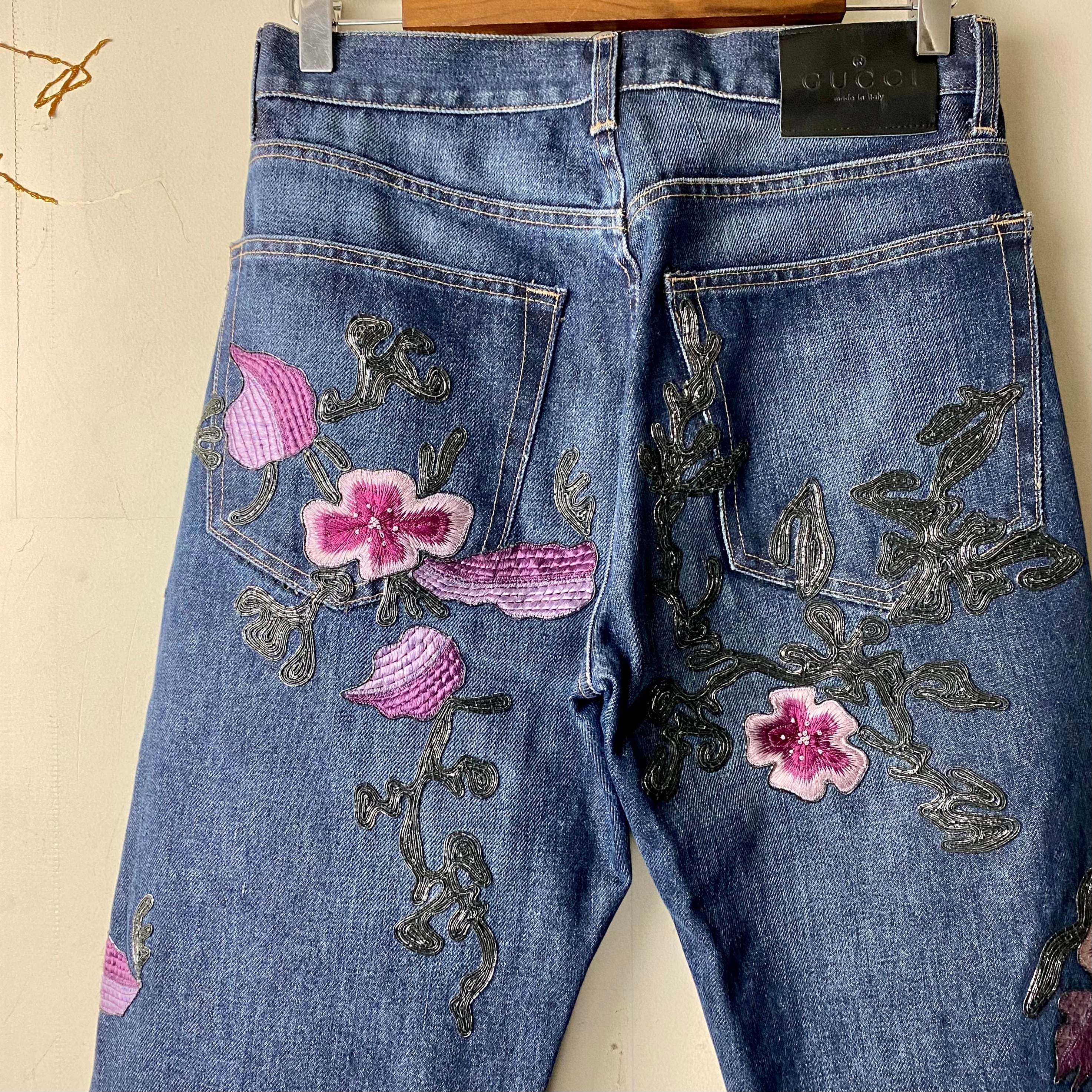 GUCCI by Tom Ford embroidery denim pants | NOIR ONLINE