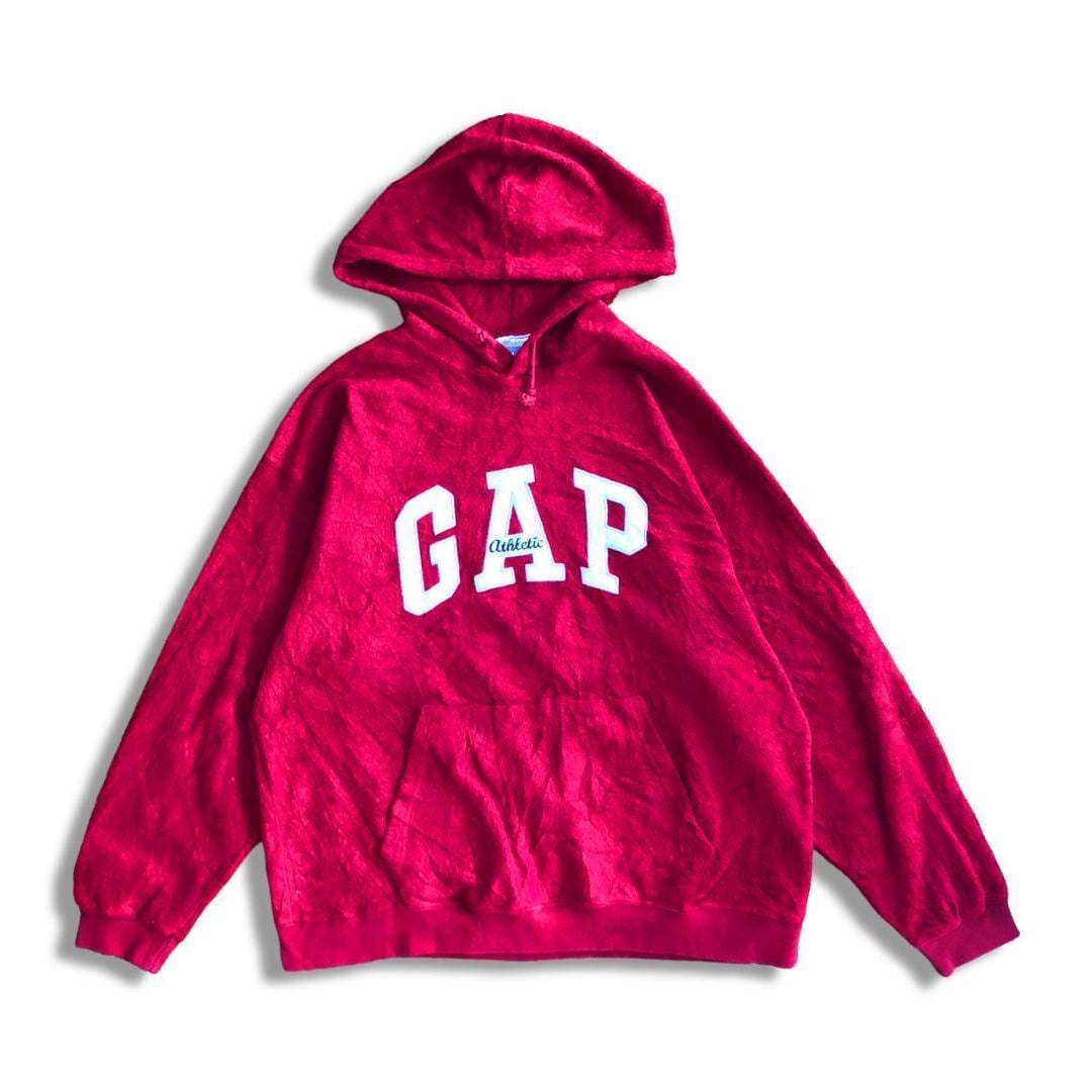 GAP 90s パーカー　フリース　オールドギャップ　赤　アーチロゴFierte_スウェット