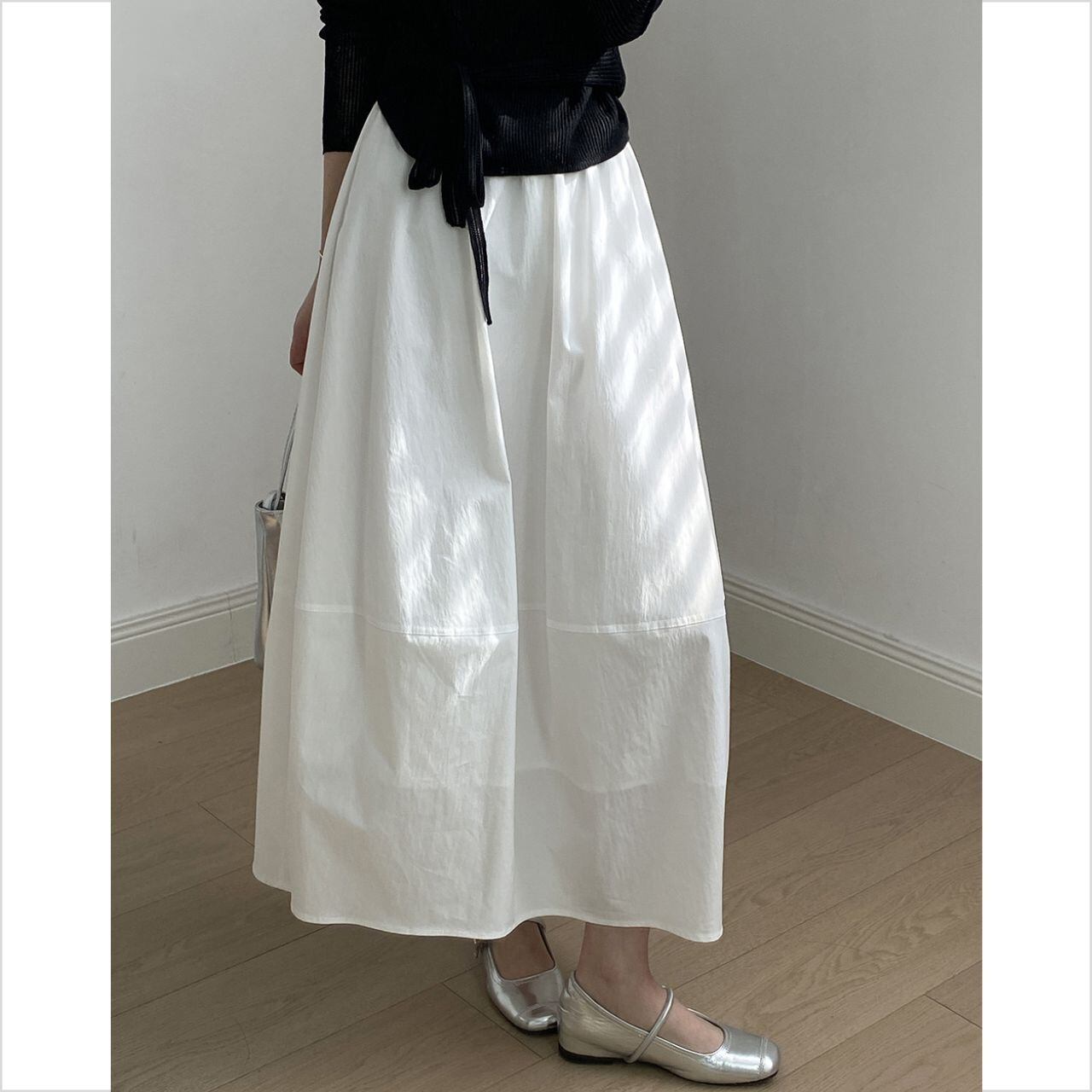 ギャザーウエスト ナチュラル ロングスカート Ln00317