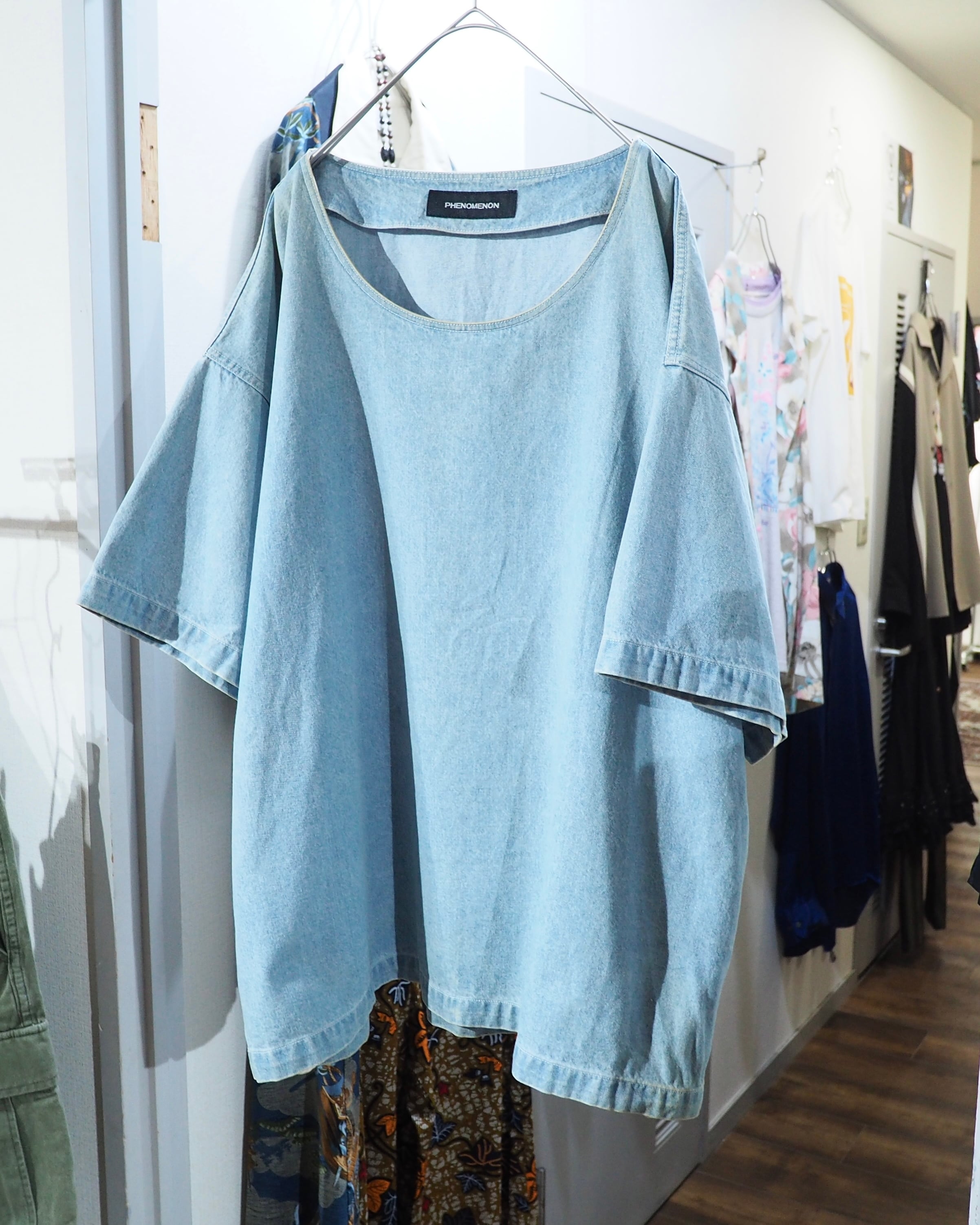 14SS " PHENOMENON " Over silhouette Denim Tee
