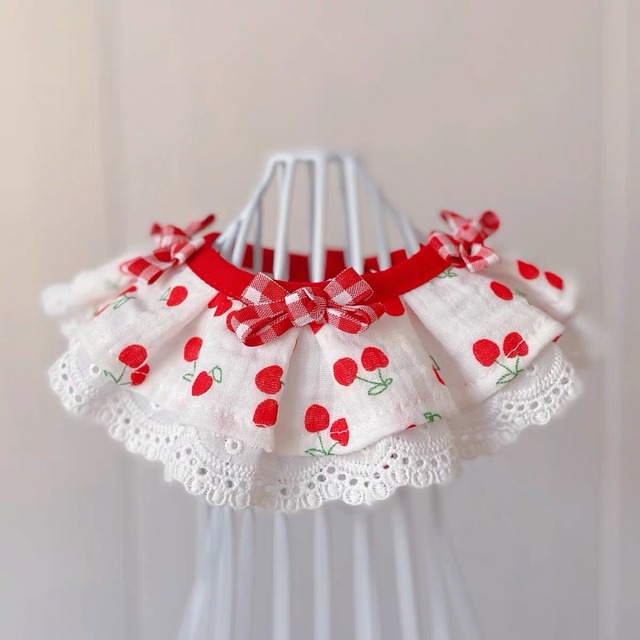 さくらんぼリボンエプロン　猫　すたい　付け襟　猫グッズ　