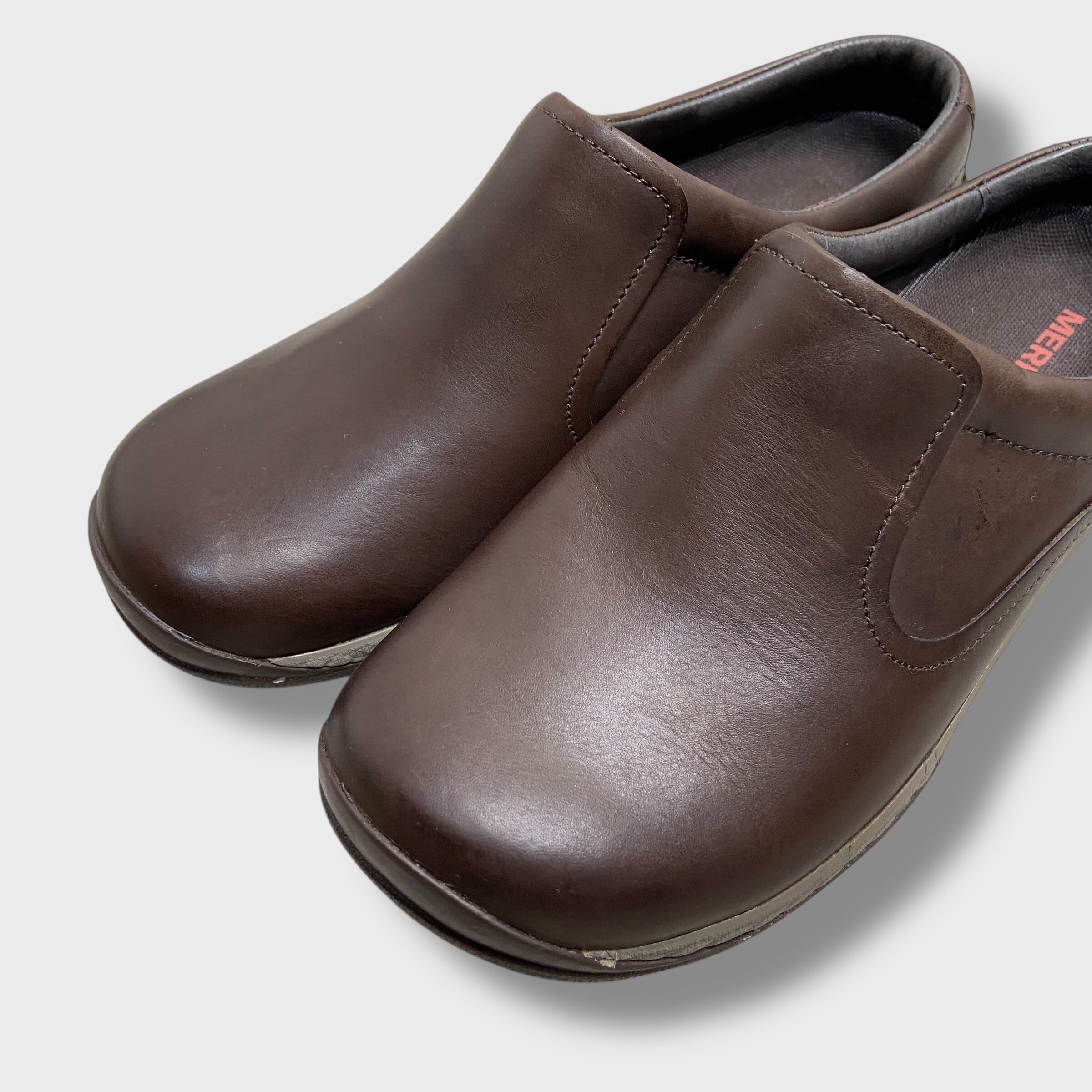 美品 MERRELL メレル アンコールQ2 レザークロッグサンダル ブラウン