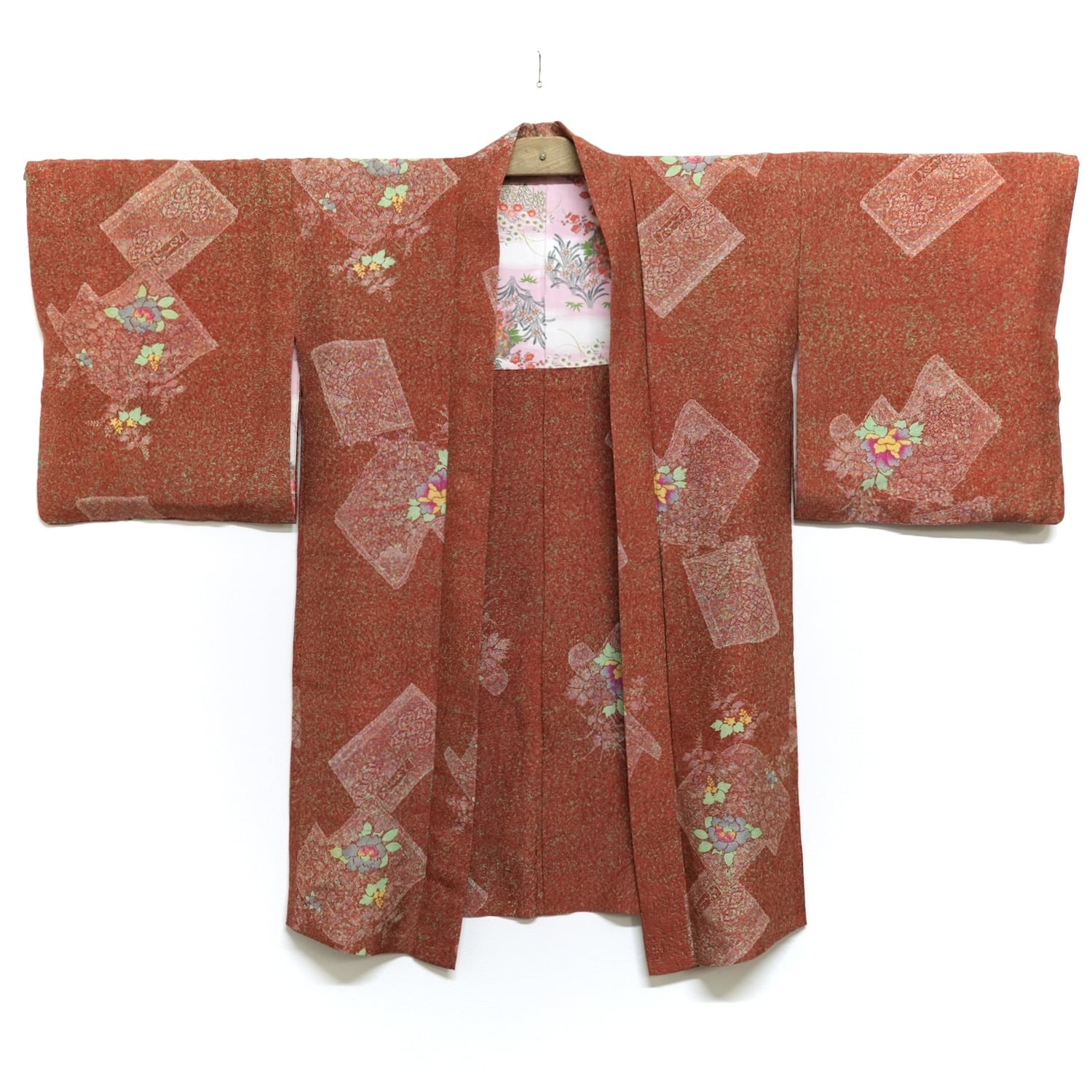 絹着物 with kimono jacket 4517R2 長羽織 アンティーク着物 正絹 昭和