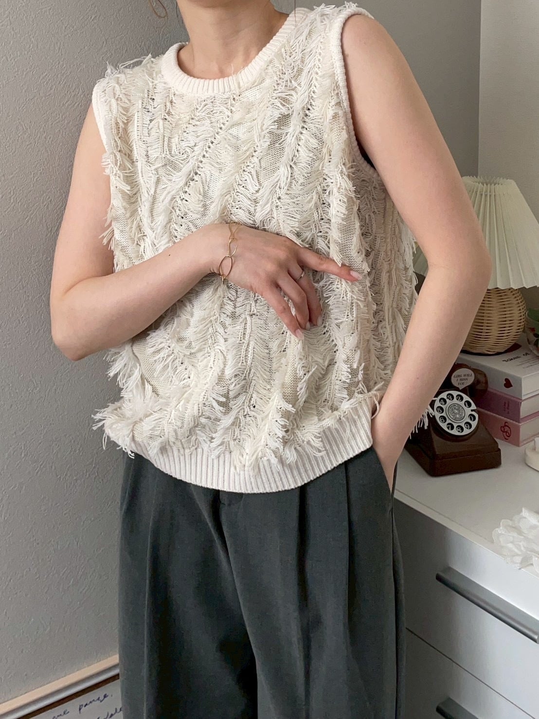 【ORIGINAL】Airy fringe vest(adult即納)