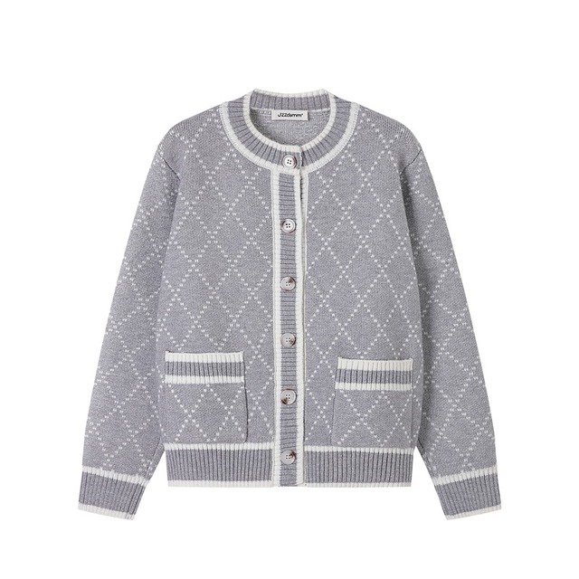 diamond round-neck pocket cardigan m1142