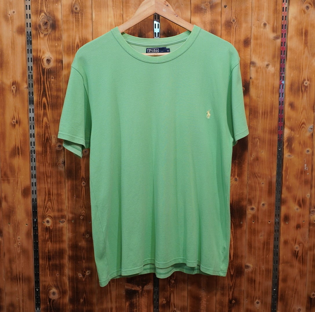 90s ralphlauren メッシュ 鹿の子 Tシャツ LL/ラルフローレン グリーン