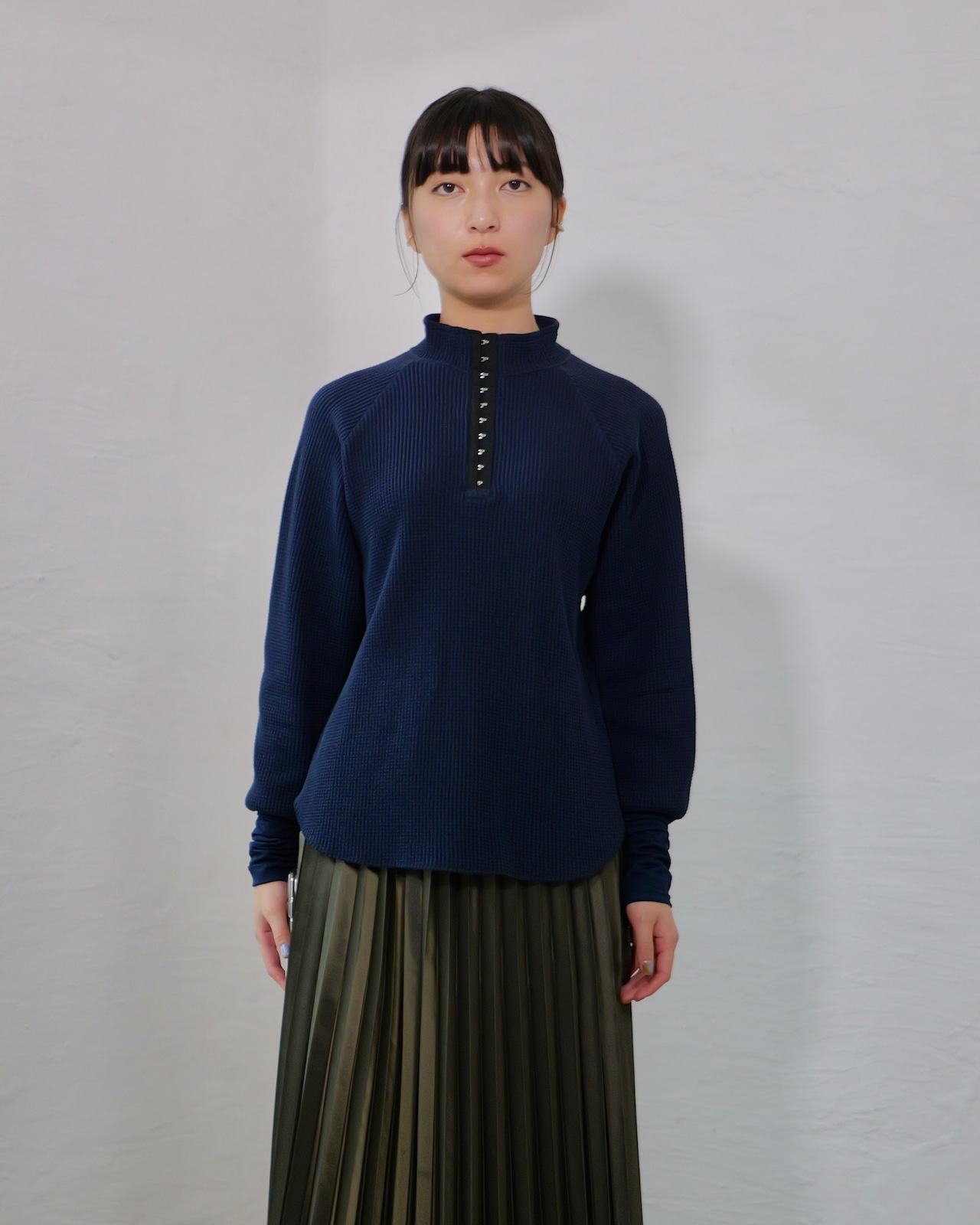 RITSUKO KARITA - Louise Hook Thermal Top :Navy|メタルフック/コットンサーマル/ユニセックス