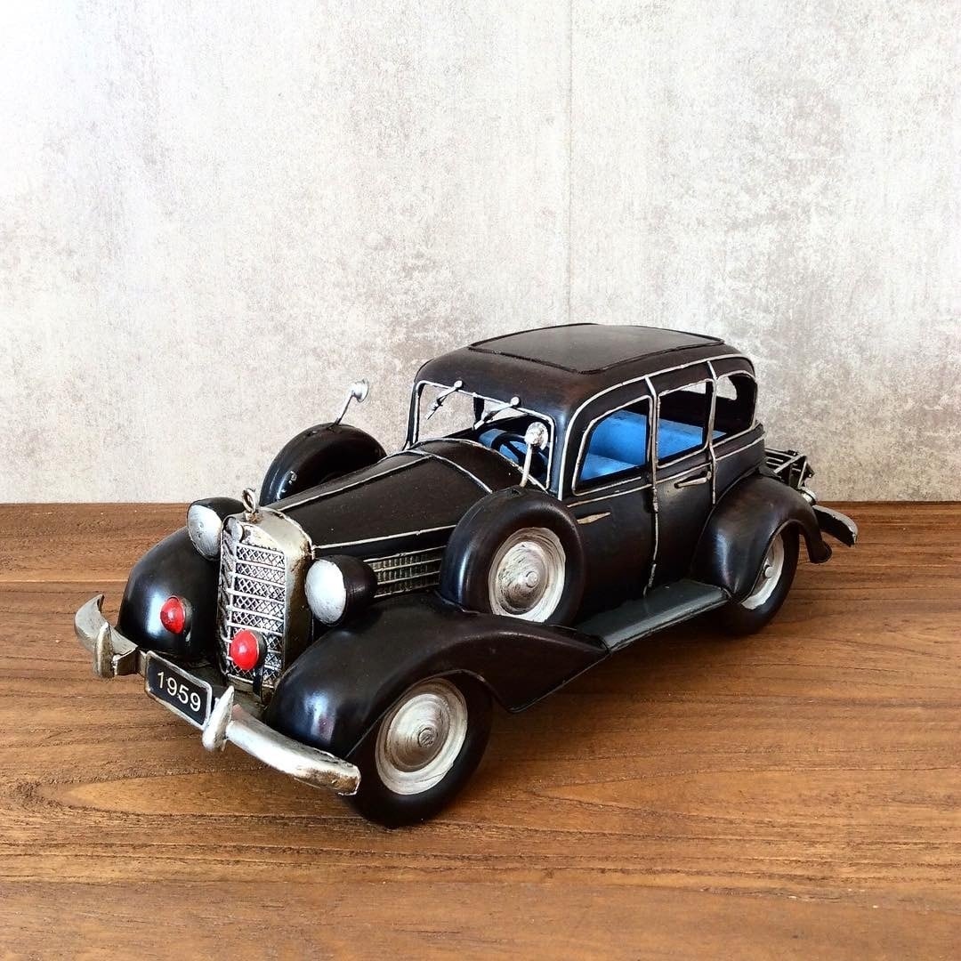 特大 ブリキ 玩具 おもちゃ メタル 1959 クラシックカー レトロ 黒 ...