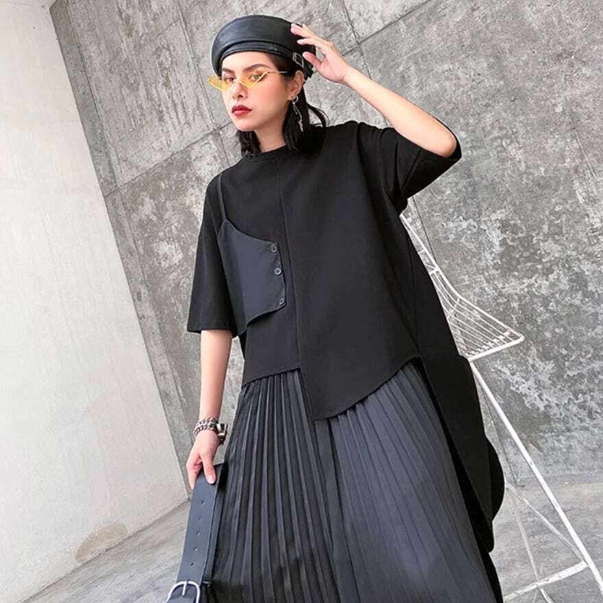 モード系 シャツ アシンメトリー キレカジ 大人ゴシック