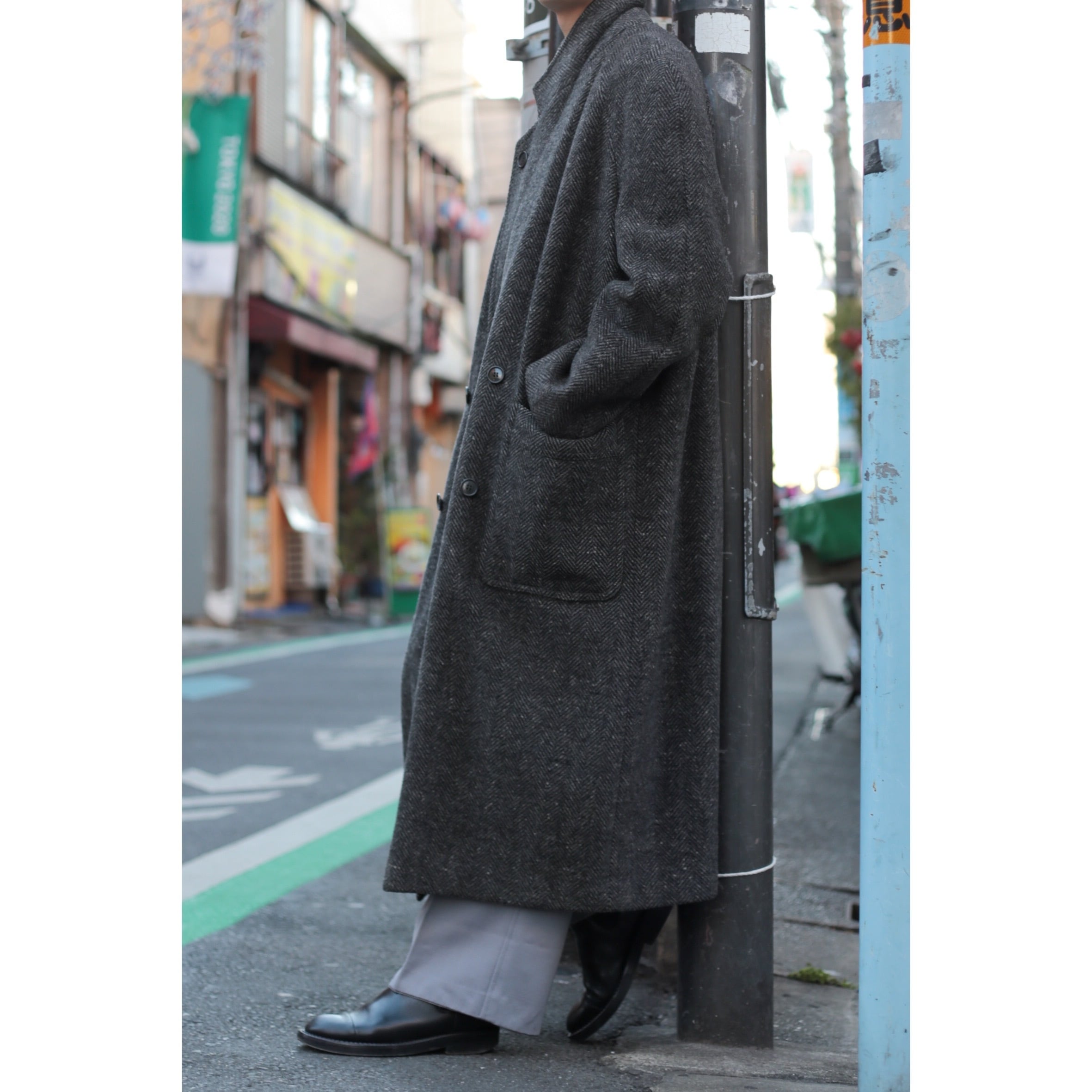 美品】GIORGIO 大きい ARMANI チェスターコート ヘリンボーン 48 