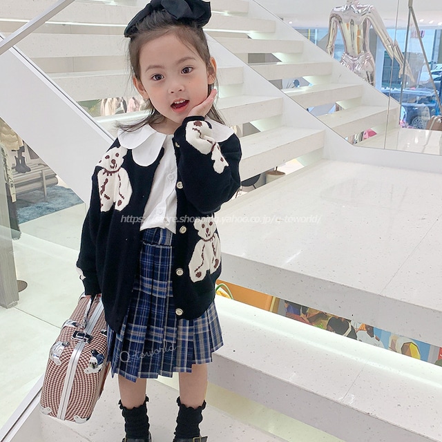 【90㎝-140㎝】セーター　長袖　カーディガン　クマ　ガーリー　女の子　韓国版　韓国子供服　子供服　