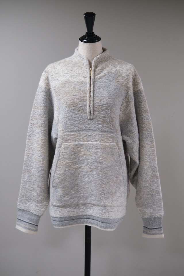 【Mame Kurogouchi】Pile Jacquard Half Zip Knit Top - beige -