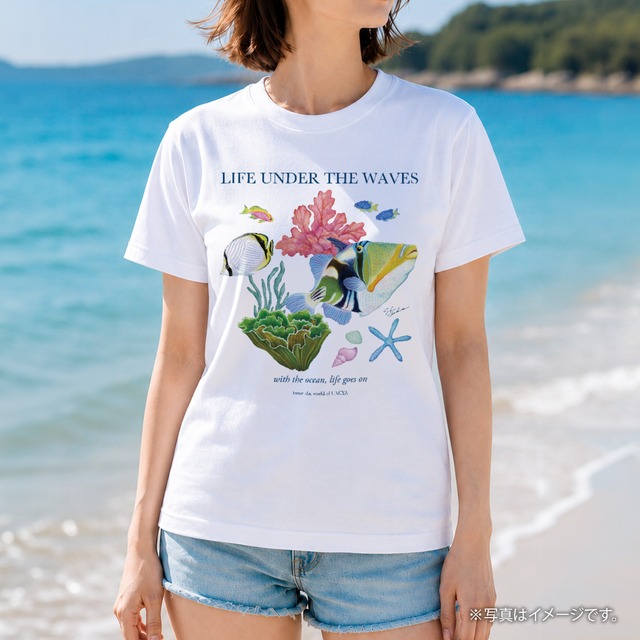海の生きもの半袖Tシャツ（ムラサメモンガラ）｜LIFE UNDER THE WAVES Model-02