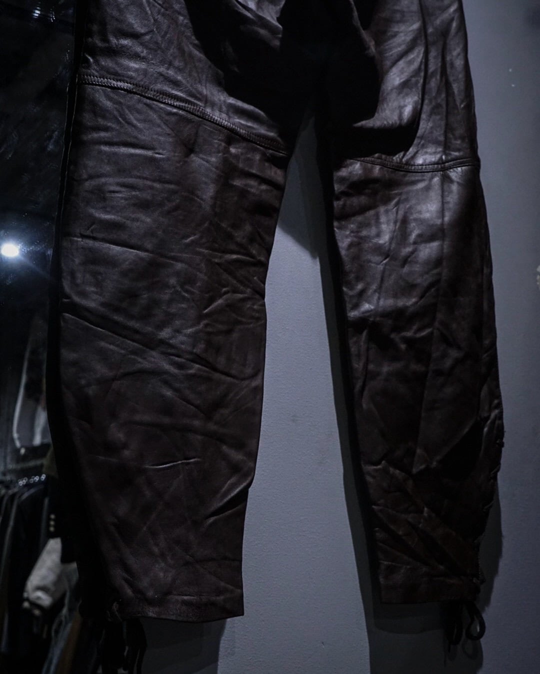 add (C) vintage】80's Euro Vintage Motorcycle Detail Brown Leather