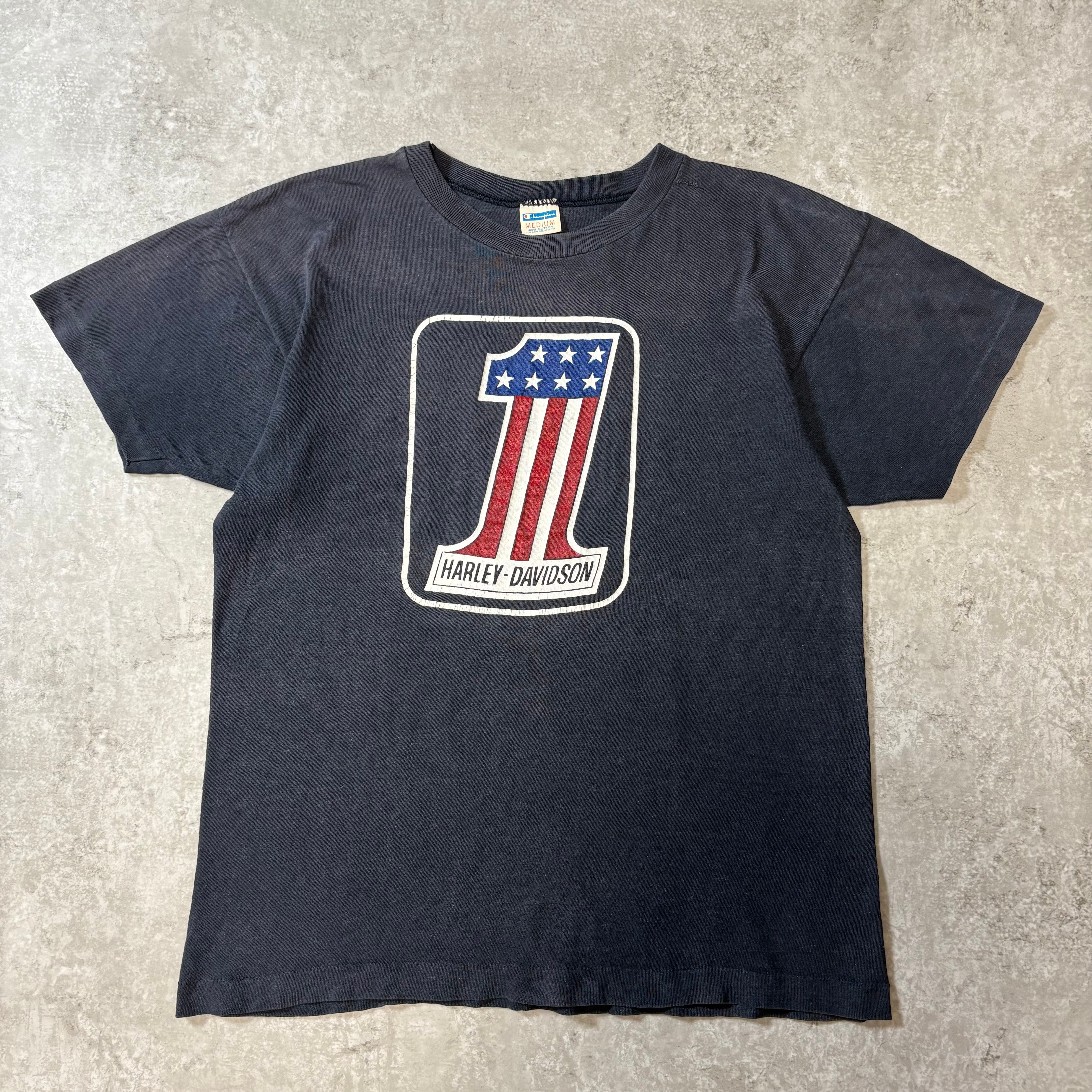 Special‼︎ 1970s "HARLEY-DAVIDSON" S/S T-shirt "NO.1‼︎" / 1970年代 ハーレーダビッドソン Tシャツ champion チャンピオン ボディ バータグ ナンバーワン Mサイズ