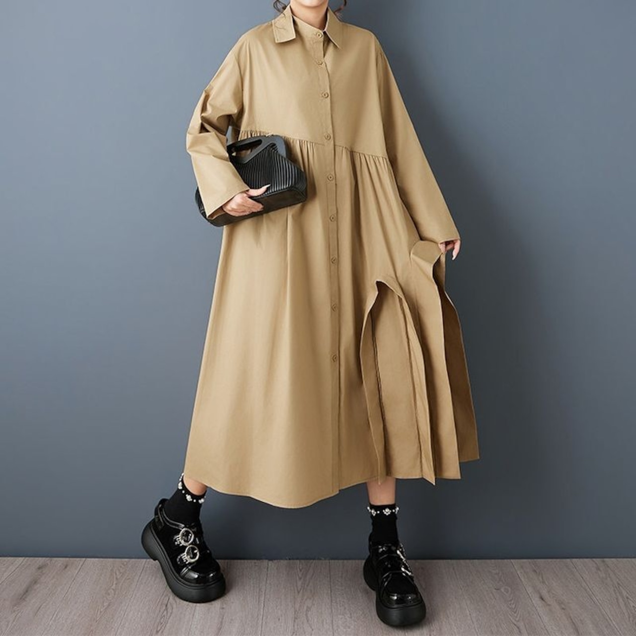 ボリューム フレア シャツワンピース  00354