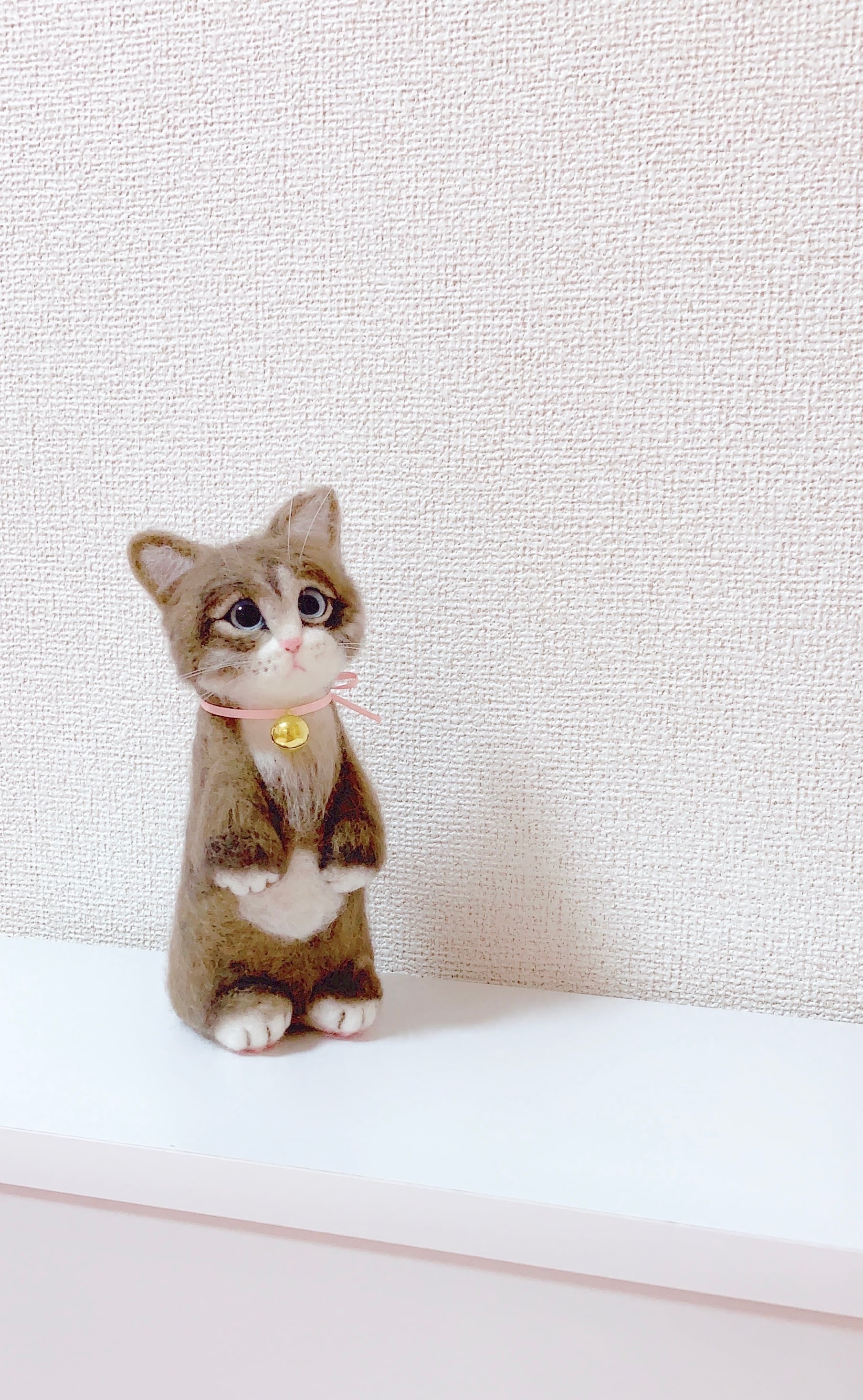 たっちポーズの子猫ちゃん マンチカン ラグドール ミヌエット 短足 猫 羊毛フェルト Fluffy Nailchip Wool