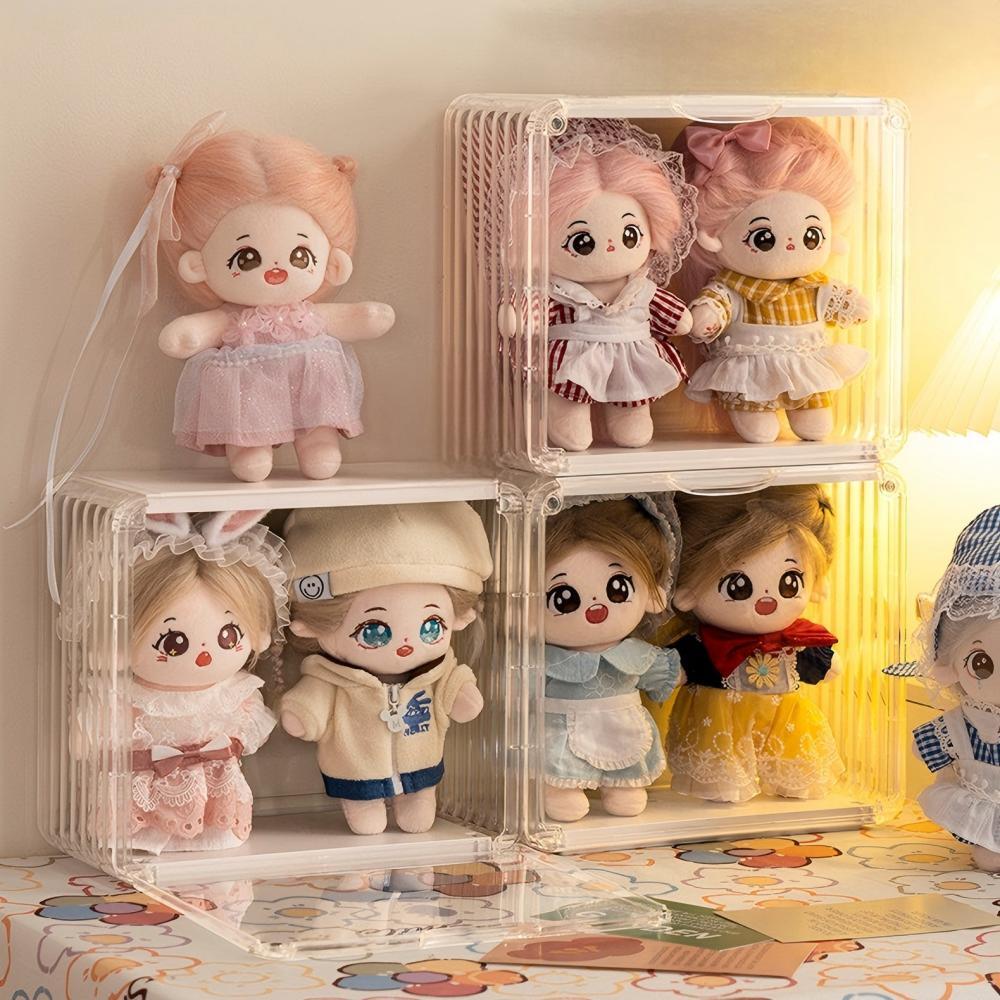 20cm ぬいぐるみ用 透明アクリル 収納ボックス 人形を2体収納可能