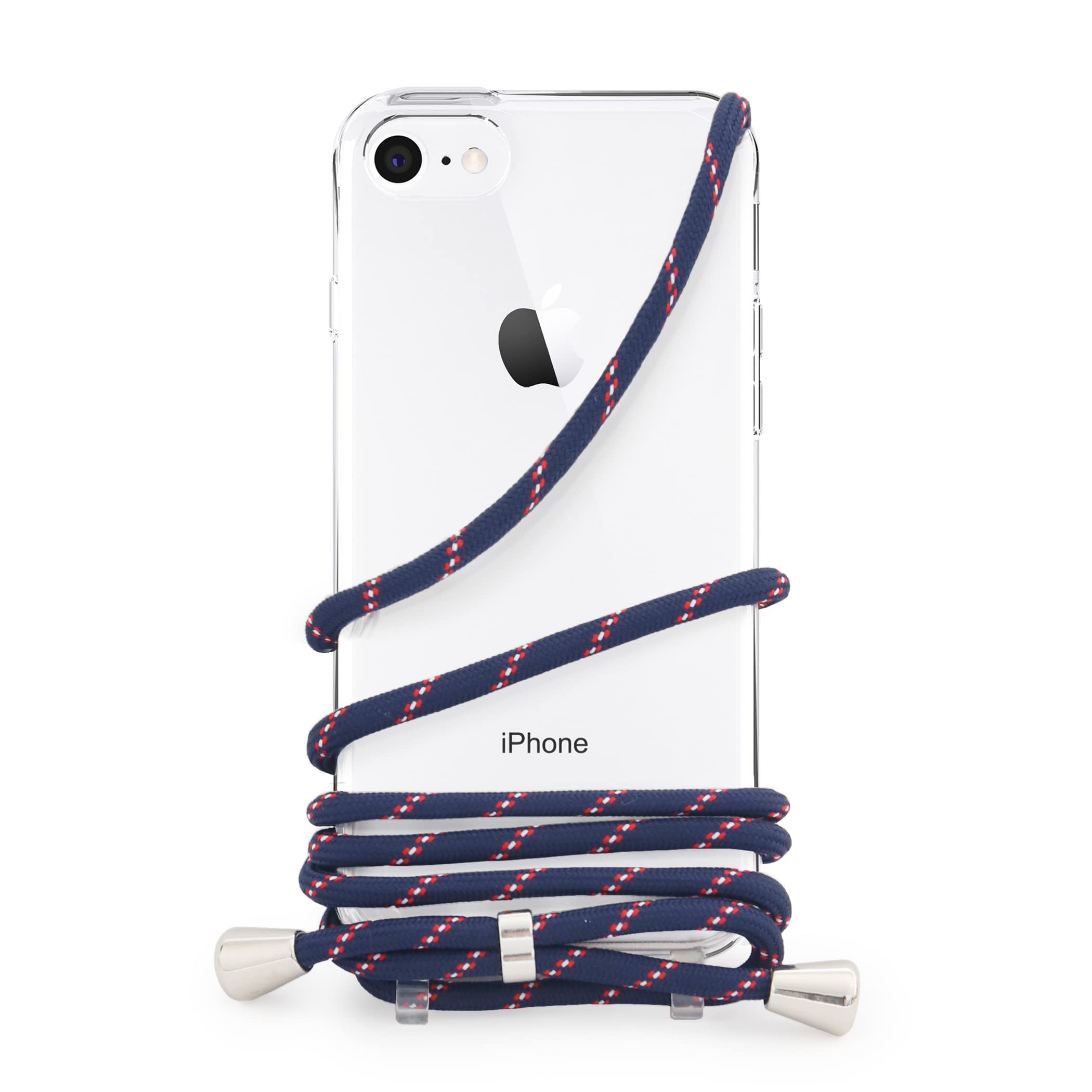 MINTY iPhoneSE 第3世代 第2世代 iPhone8 iPhone7 用 ケース ショルダーストラップ クリア ネイビー・レッド