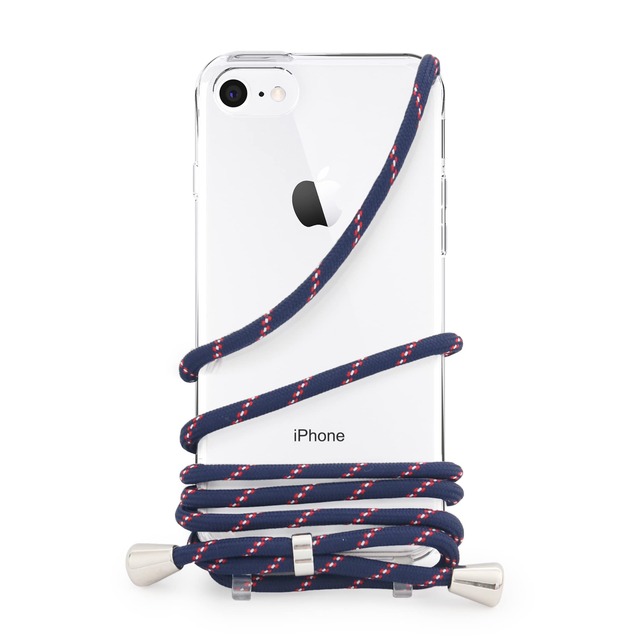 MINTY iPhoneSE 第3世代 第2世代 iPhone8 iPhone7 用 ケース ショルダーストラップ クリア ネイビー・レッド