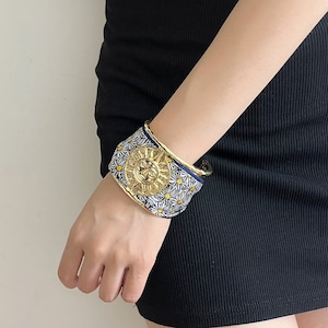 gold daisy scarf cuff bracelet<a1520>