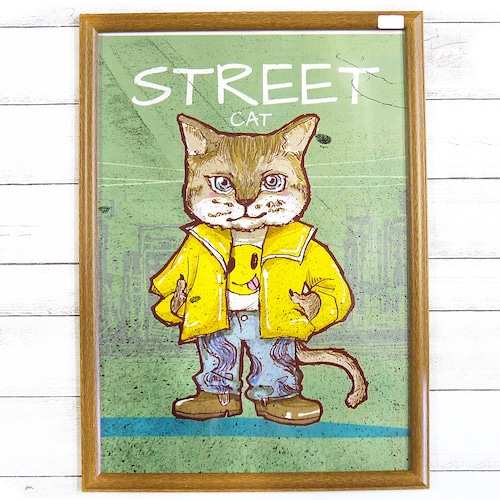 【M.O】STREET CAT/額入りイラスト