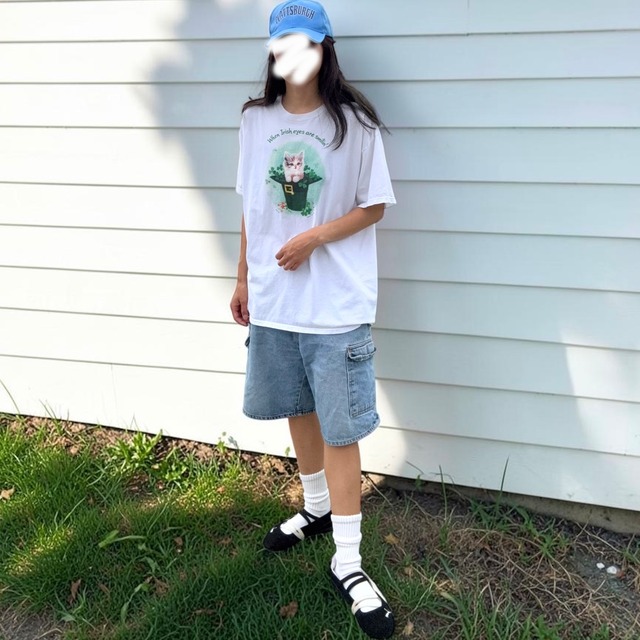 【LADIES】Lucky Kitten Graphic Tee - Oversized Fit XL